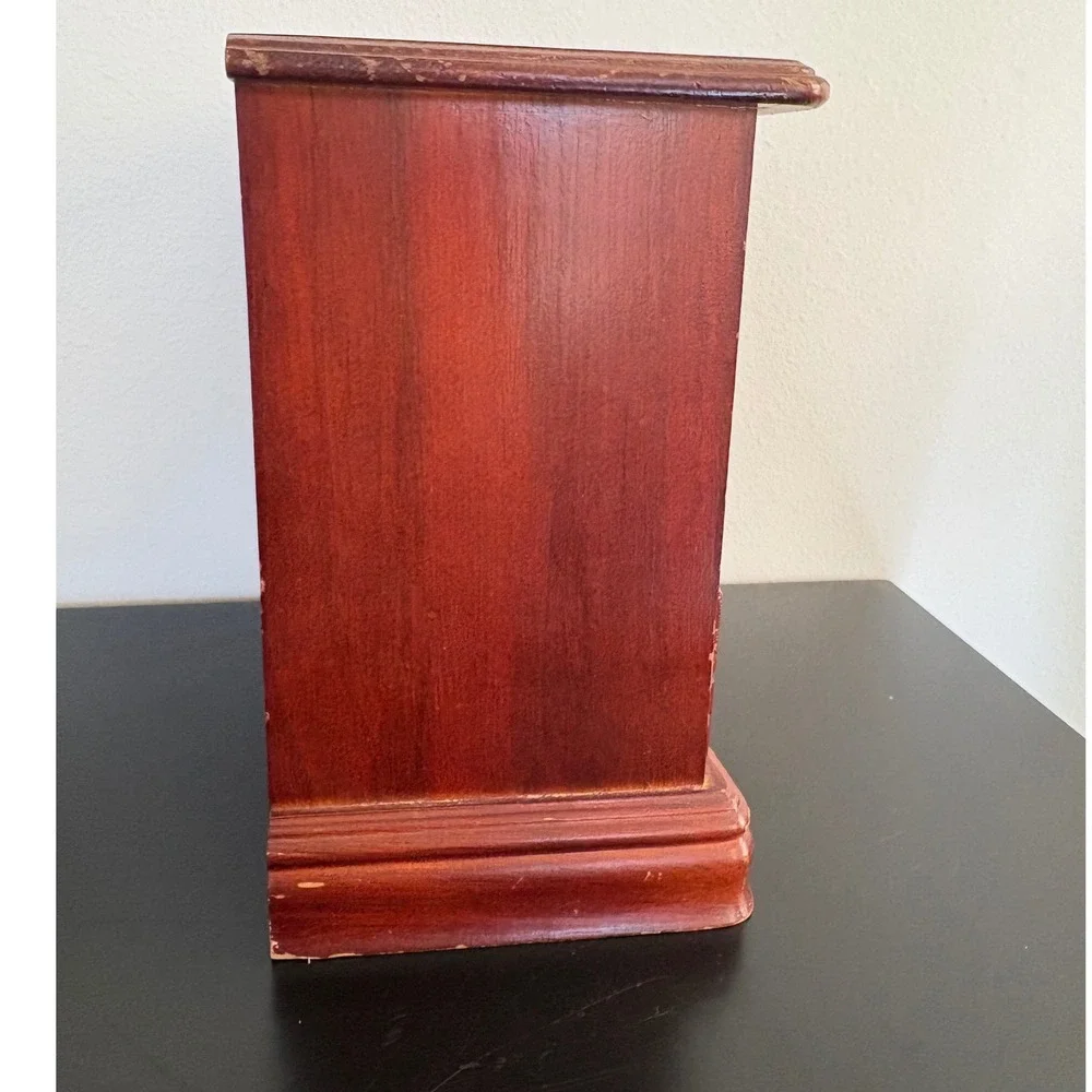 Vintage King Wood Co Wooden Jewelry Box 3 Drawers Mirrored Door Numbered‎